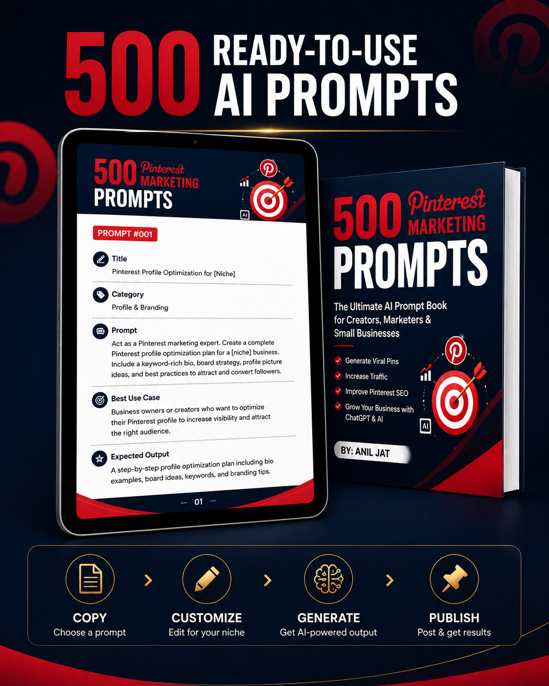 500 Pinterest Marketing Prompts – AI Prompt Book for Pinterest Growth